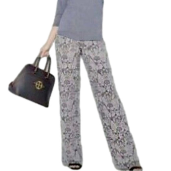 IMAN Global Chic Pants Luxury Wide Leg Style Blue/Gold/Cream Women M Average - Picture 10 of 11